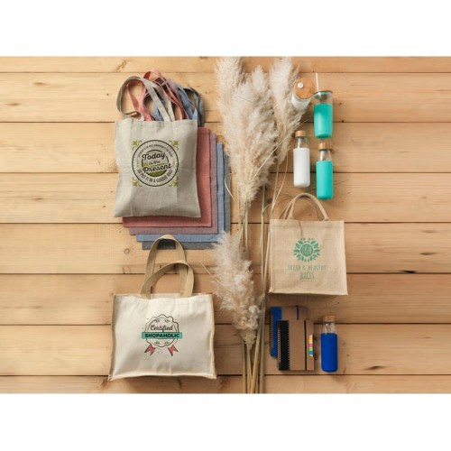 Купить Сумка-тоут Pheebs из переработанного хлопка 150 г/м2, черный меланж с нанесением логотипа