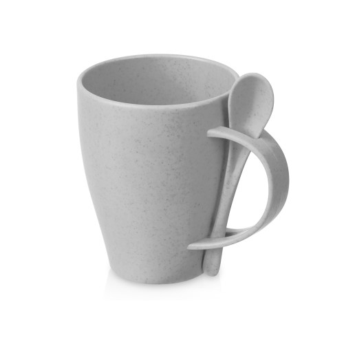 Купить Пшеничная кружка Nina с ложкой, 300ml, серый Cool grey 7C с нанесением логотипа
