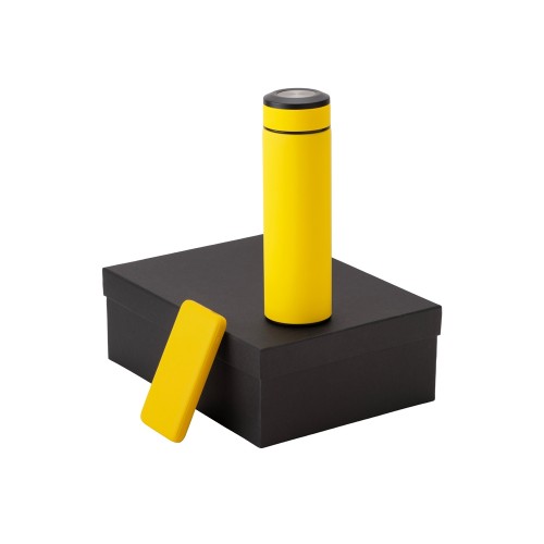 Купить Подарочный набор с термосом и повербанком С2, желтый с нанесением логотипа