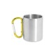 Купить Кружка GUAYA с ручкой карабином, 230 мл, серебристый/желтый с нанесением логотипа
