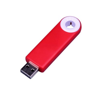 Купить USB-флешка промо на 8 Гб прямоугольной формы, выдвижной механизм, белый с нанесением