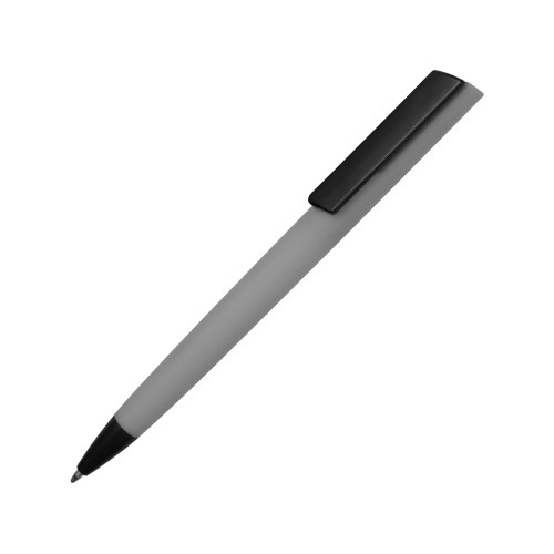 Купить Ручка пластиковая soft-touch шариковая Taper, серый/черный с нанесением логотипа