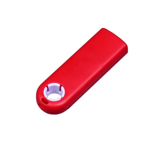 Купить USB-флешка промо на 64 Гб прямоугольной формы, выдвижной механизм, белый с нанесением логотипа