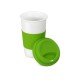 Купить Кружка с силиконовой крышкой и манжетой Нью-Йорк 300мл, зеленый с нанесением логотипа