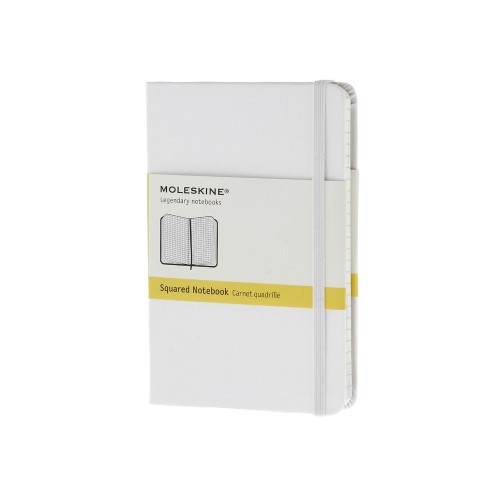 Купить Записная книжка Moleskine Classic (в клетку), Pocket (9х14 см), белый с нанесением логотипа