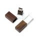 Купить USB-флешка на 64 ГБ прямоугольной формы, под гравировку 3D логотипа, материал стекло, с деревянным колпачком красного цвета, красный с нанесением логотипа