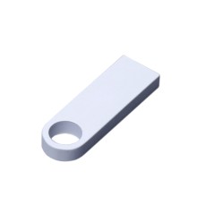 USB 2.0-флешка на 512 Мбайт  с мини чипом и круглым отверстием, белый