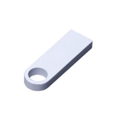 Купить USB 2.0-флешка на 512 Мбайт  с мини чипом и круглым отверстием, белый с нанесением логотипа