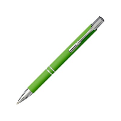 Купить Шариковая кнопочная ручка Moneta с матовым антискользящим покрытием, лайм с нанесением логотипа