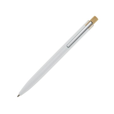 Купить Nooshin шариковая ручка из переработанного алюминия, синие чернила - Белый с нанесением логотипа