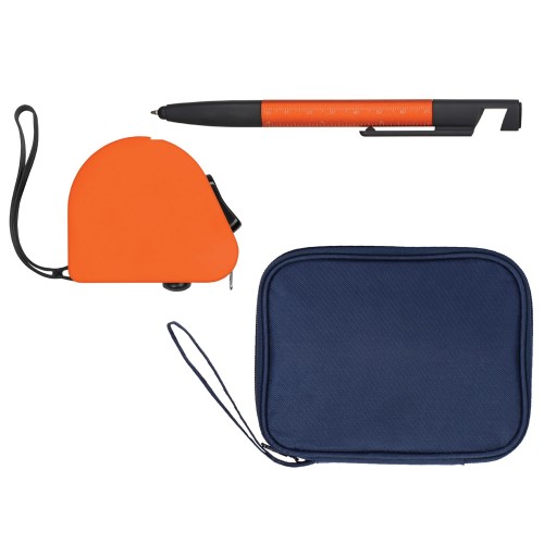 Купить Подарочный набор с ручкой и рулеткой, оранжевый с нанесением логотипа