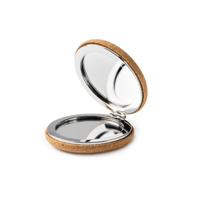 Купить Складное зеркальце BELLE из натуральной пробки и хромированного металла с нанесением логотипа