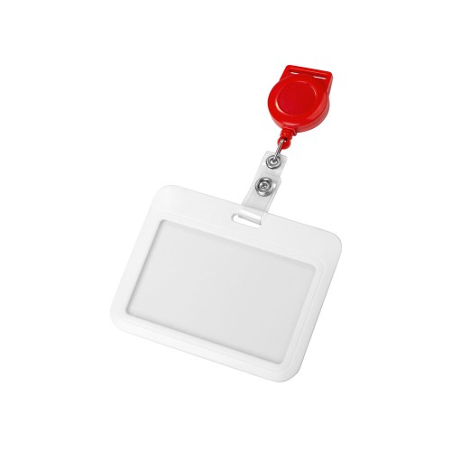 Купить Ретрактор с ушком для ленты, красный с нанесением логотипа
