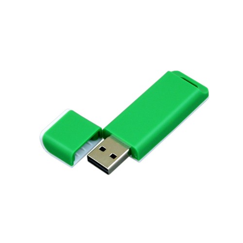 Купить Флешка 3.0 прямоугольной формы, оригинальный дизайн, двухцветный корпус, 32 Гб, зеленый/белый с нанесением логотипа