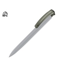 Ручка пластиковая шариковая трехгранная Trinity K transparent Gum soft-touch с чипом передачи инфо, серый