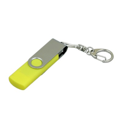 Купить Флешка с поворотным механизмом, c дополнительным разъемом Micro USB, 32 Гб, желтый с нанесением