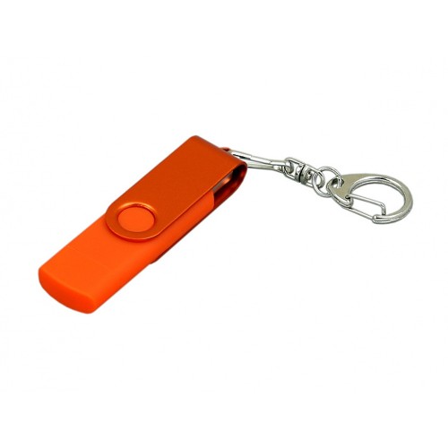 Купить Флешка с поворотным механизмом, c дополнительным разъемом Micro USB, 16 Гб, оранжевый с нанесением логотипа