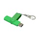 Купить Флешка с поворотным механизмом, c дополнительным разъемом Micro USB, 64 Гб, зеленый с нанесением логотипа