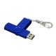 Купить Флешка с поворотным механизмом, c дополнительным разъемом Micro USB, 16 Гб, синий с нанесением логотипа