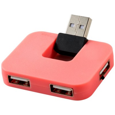 Купить USB Hub Gaia на 4 порта, розовый с нанесением