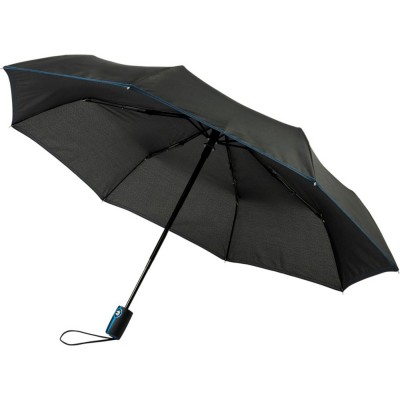 Купить Автоматический складной зонт Stark-mini, черный/process blue с нанесением