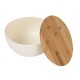 Купить Салатник Bowl с бамбуковой крышкой, бежевый с нанесением логотипа