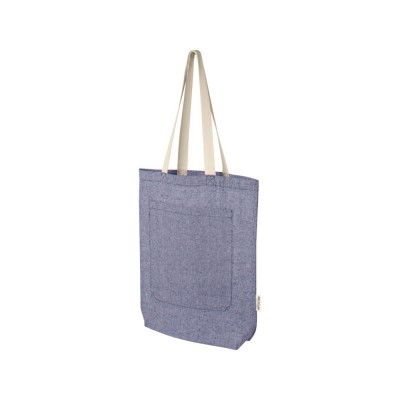 Эко-сумка Pheebs объемом 9 л из переработанного хлопка плотностью 150 г/м2 с передним карманом, сини