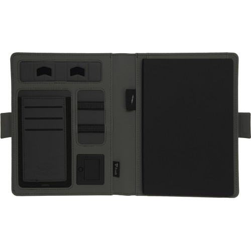 Купить Органайзер с беспроводной зарядкой 5000 mAh Powernote, темно-серый (P) с нанесением логотипа