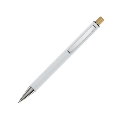 Купить Cyrus шариковая ручка из переработанного алюминия, синие чернила - Белый с нанесением логотипа
