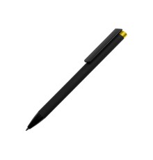 Ручка металлическая шариковая Taper Metal софт-тач с цветным зеркальным слоем, черный с желтым