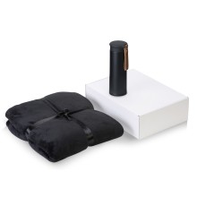 Подарочный набор с пледом, термосом Cozy hygge 2.0, черный