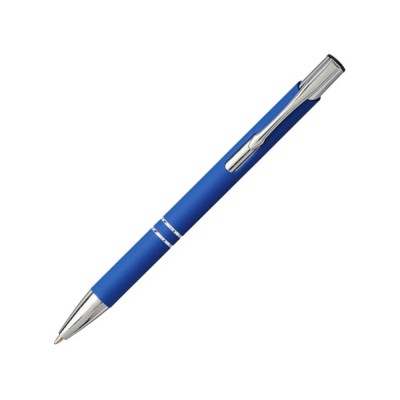 Купить Шариковая кнопочная ручка Moneta с матовым антискользящим покрытием, ярко-синий с нанесением