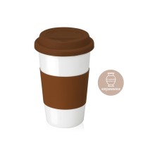 Кружка с силиконовой крышкой и манжетой Нью-Йорк 300мл, коричневый