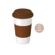 Купить Кружка с силиконовой крышкой и манжетой Нью-Йорк 300мл, коричневый с нанесением логотипа