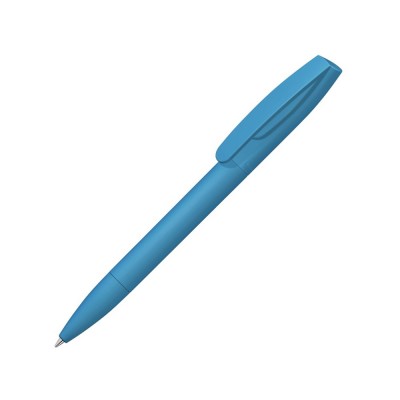 Купить Шариковая ручка Coral Gum  с прорезиненным soft-touch корпусом и клипом., голубой с нанесением логотипа
