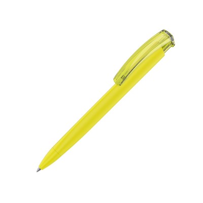 Купить Ручка шариковая трехгранная UMA TRINITY K transparent GUM, soft-touch, желтый с нанесением