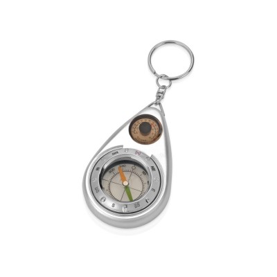 Купить Брелок-компас с термометром, серебристый с нанесением логотипа
