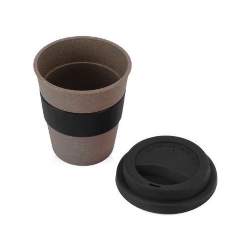 Купить Стакан с силиконовой крышкой Cafe, черный с нанесением логотипа