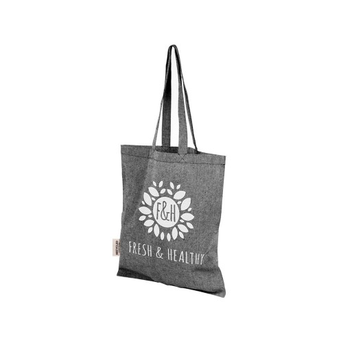 Купить Сумка-тоут Pheebs из переработанного хлопка 150 г/м2, черный меланж с нанесением логотипа