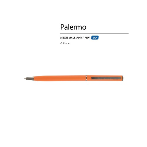 Купить Ручка металлическая шариковая Palermo, софт-тач, 0,7 мм,  оранжевый с нанесением логотипа