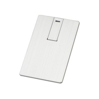 Купить Флеш-карта USB 2.0 64 Gb в виде металлической карты Card Metal, серебристый с нанесением логотипа