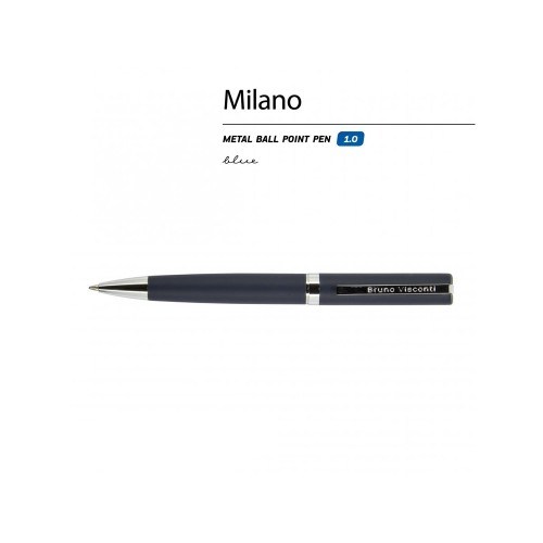 Купить Ручка шариковая автоматическая BrunoVisconti® MILANO цвет корпуса синий, 1 мм с нанесением логотипа