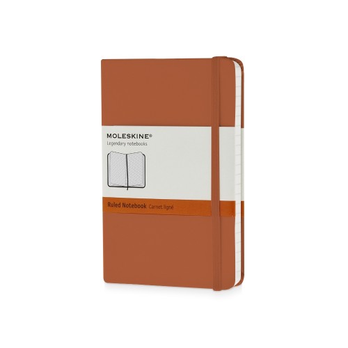 Купить Записная книжка Moleskine Classic (в линейку) в твердой обложке, Pocket (9x14см), оранжевый коралл с нанесением логотипа