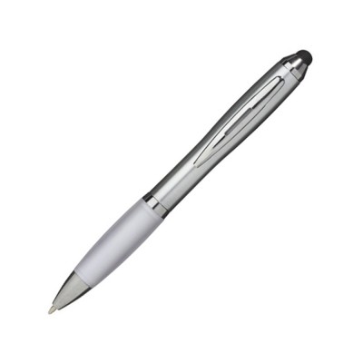 Купить Ручка-стилус шариковая Nash, серебристый/белый с нанесением