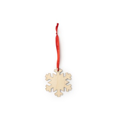 Купить Деревянное новогоднее украшение JINGLE, снежинка, натуральный с нанесением логотипа