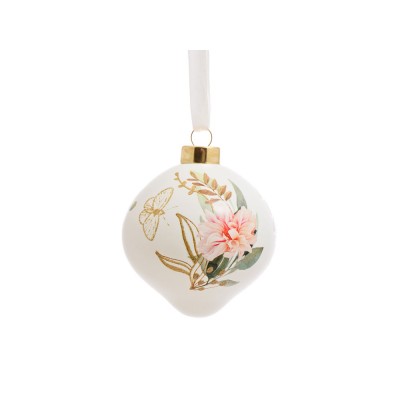 Купить Стеклянный шар Цветочный бум (белый) с нанесением логотипа