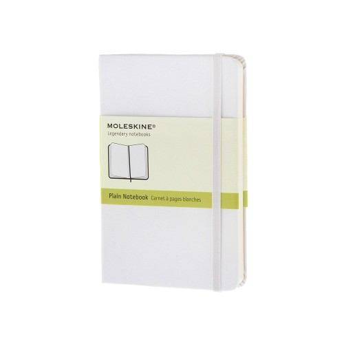 Купить Записная книжка Moleskine Classic (нелинованный) в твердой обложке, Pocket (9x14см), белый с нанесением логотипа