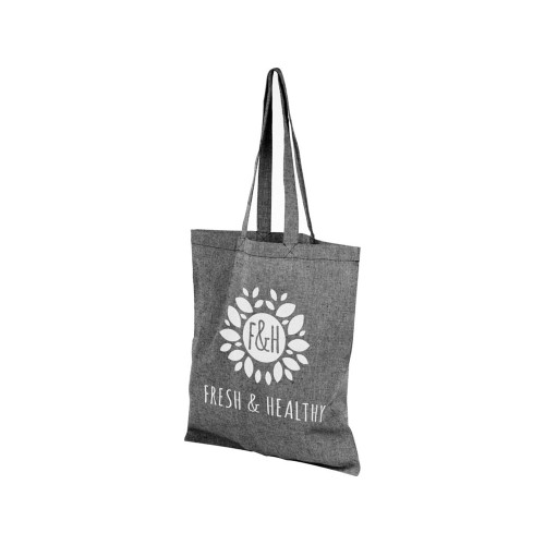 Купить Сумка-тоут Pheebs из переработанного хлопка 150 г/м2, черный меланж с нанесением логотипа