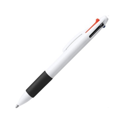 Купить Ручка шариковая KUNOY с чернилами  4-х цветов, белый/черный с нанесением логотипа