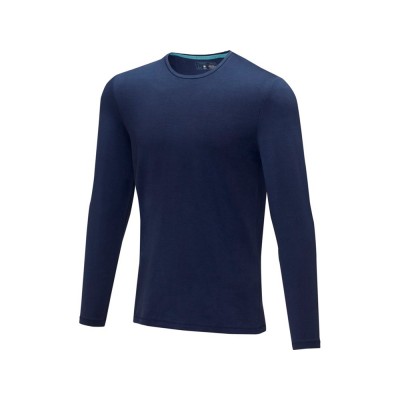 Купить Ponoka мужская футболка из органического хлопка, длинный рукав, темно-синий с нанесением